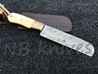 CUSTOM HANDMADE DAMASCUS FIXED BLADE CHEF KNIFE CAMEL BONE