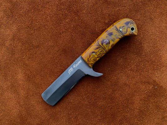 |NB KNIVES| CUSTOM HANDMADE COWBOY BULL CUTTER KNIFE WITH LEATHER SHEATH