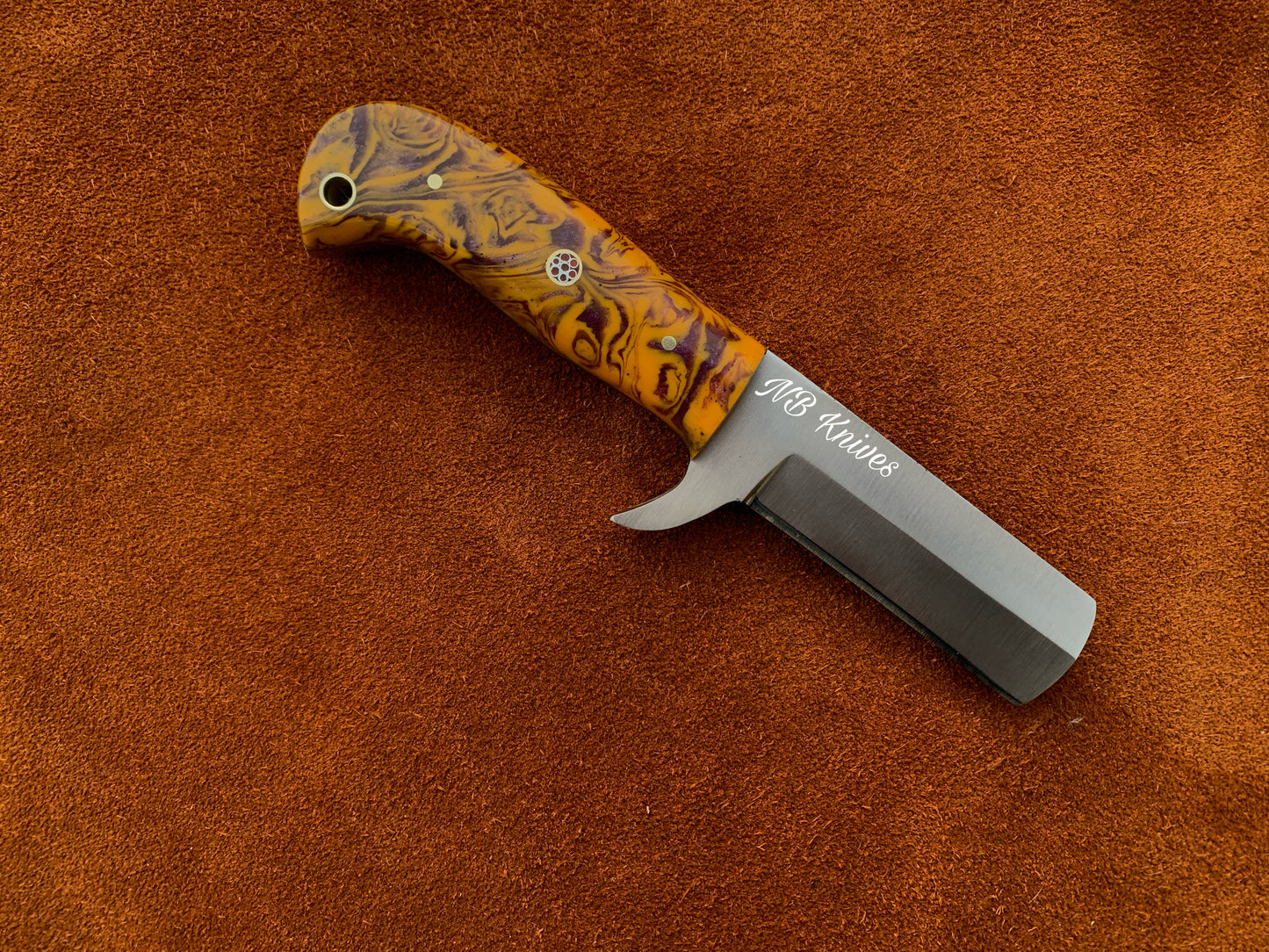 |NB KNIVES| CUSTOM HANDMADE COWBOY BULL CUTTER KNIFE WITH LEATHER SHEATH