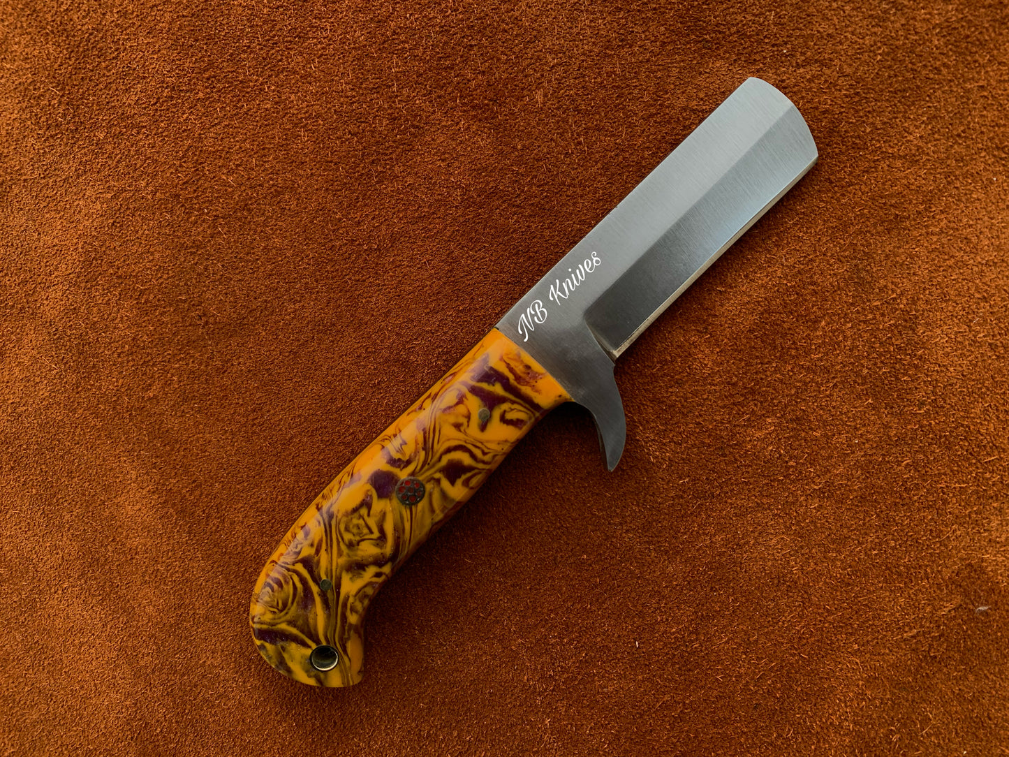 |NB KNIVES| CUSTOM HANDMADE COWBOY BULL CUTTER KNIFE WITH LEATHER SHEATH
