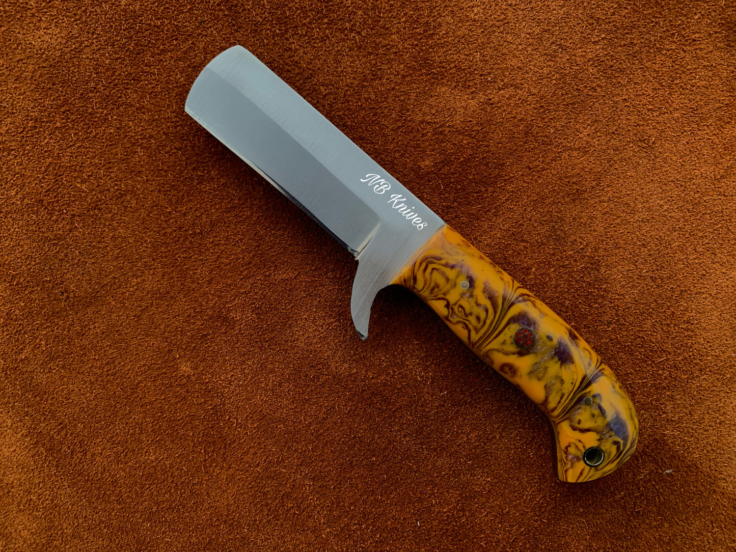 |NB KNIVES| CUSTOM HANDMADE COWBOY BULL CUTTER KNIFE WITH LEATHER SHEATH
