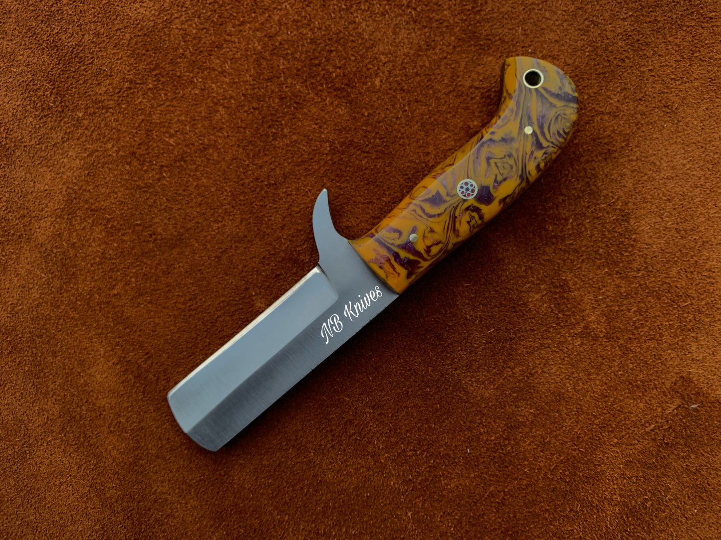 |NB KNIVES| CUSTOM HANDMADE COWBOY BULL CUTTER KNIFE WITH LEATHER SHEATH