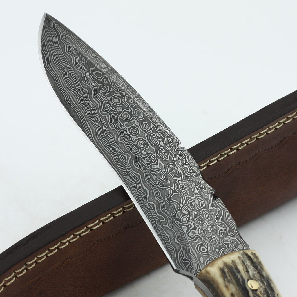 Custome hand Made Damascus knife Handle Stag Horn - NB CUTLERY LTD