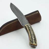Custome hand Made Damascus knife Handle Stag Horn - NB CUTLERY LTD