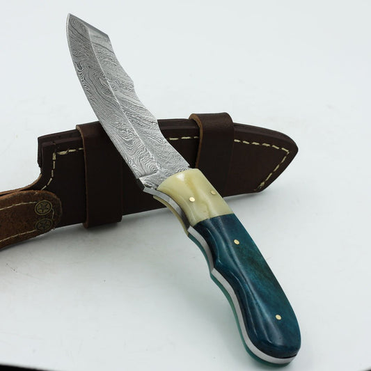Damascus hand made knife handle bone Hardwood - NB CUTLERY LTD
