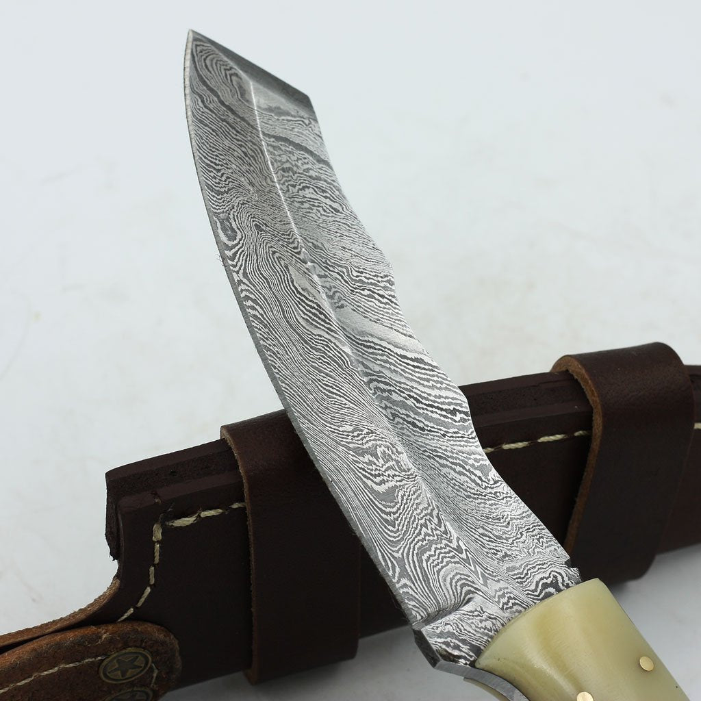 Damascus hand made knife handle bone Hardwood - NB CUTLERY LTD