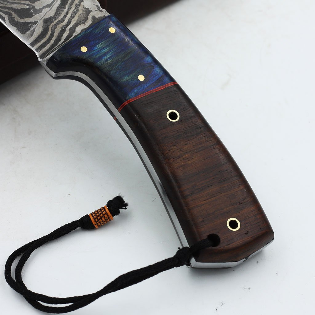 Custom Made Damascus Hunting Knife Handle Olive Wood, Rosewood - NB CUTLERY LTD