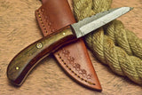 CUSTOM HAND MADE DAMASCUS ART HUNTING KNIFE HARD WOOD - NB CUTLERY LTD