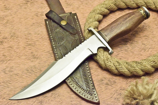 CUSTOM HANDMADE D2 TOOL STEEL HUNTING BOWIE KNIFE WALNUT WOOD - NB CUTLERY LTD