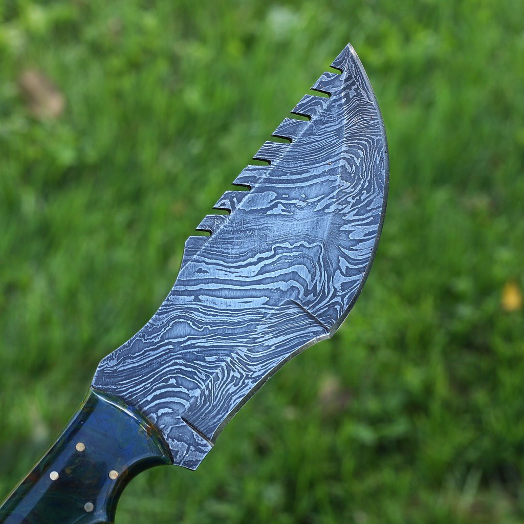 |NB KNIVES| Custom Handmade Damascus Tracker knife With Leather Sheath - NB CUTLERY LTD
