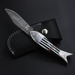 CUSTOM HANDMADE DAMSACUS POCKET KNIFE WITH LEATHER SHEATH
