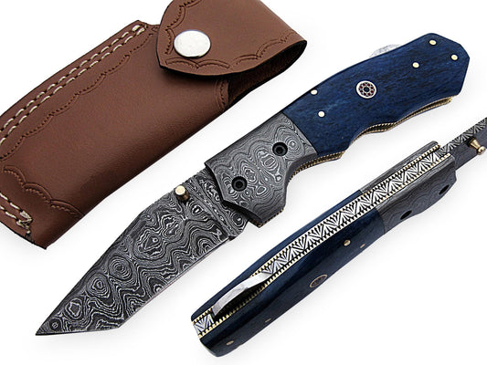 Damascus Handmade Folding Knife - NB CUTLERY LTD