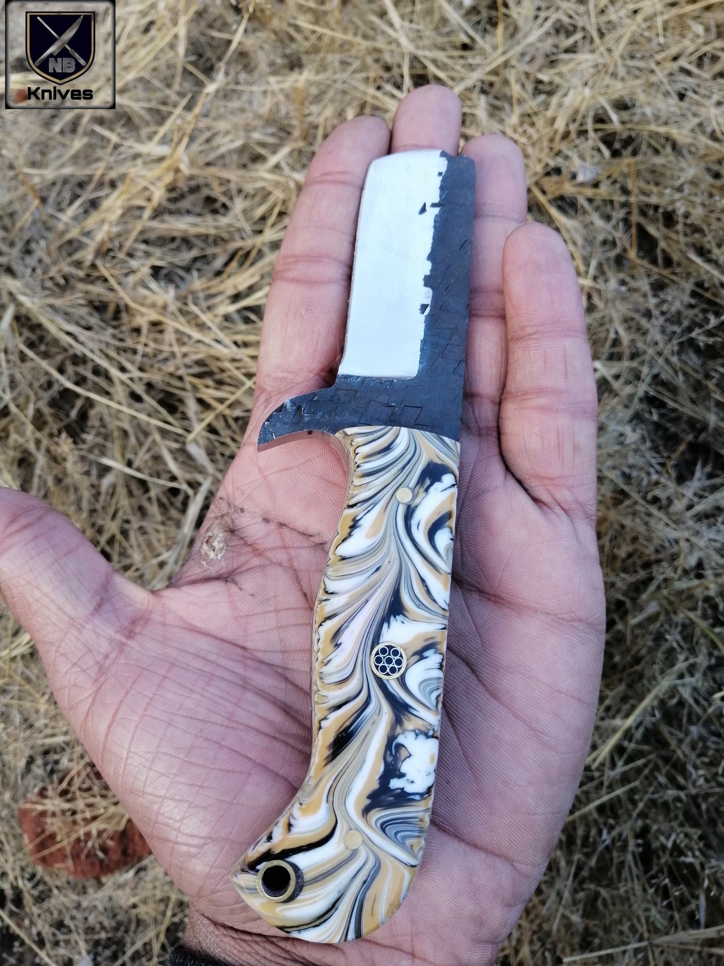 CUSTOM HANDMADE COW BOY BULL CUTTER KNIFE WITH LEATHER SHEATH