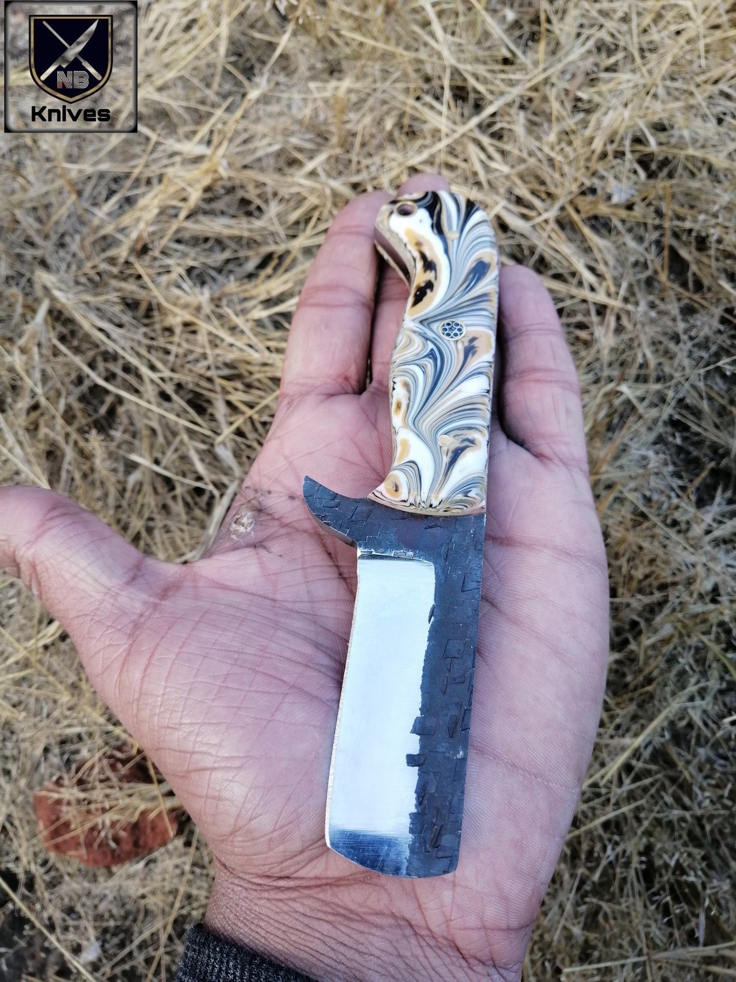 CUSTOM HANDMADE COW BOY BULL CUTTER KNIFE WITH LEATHER SHEATH