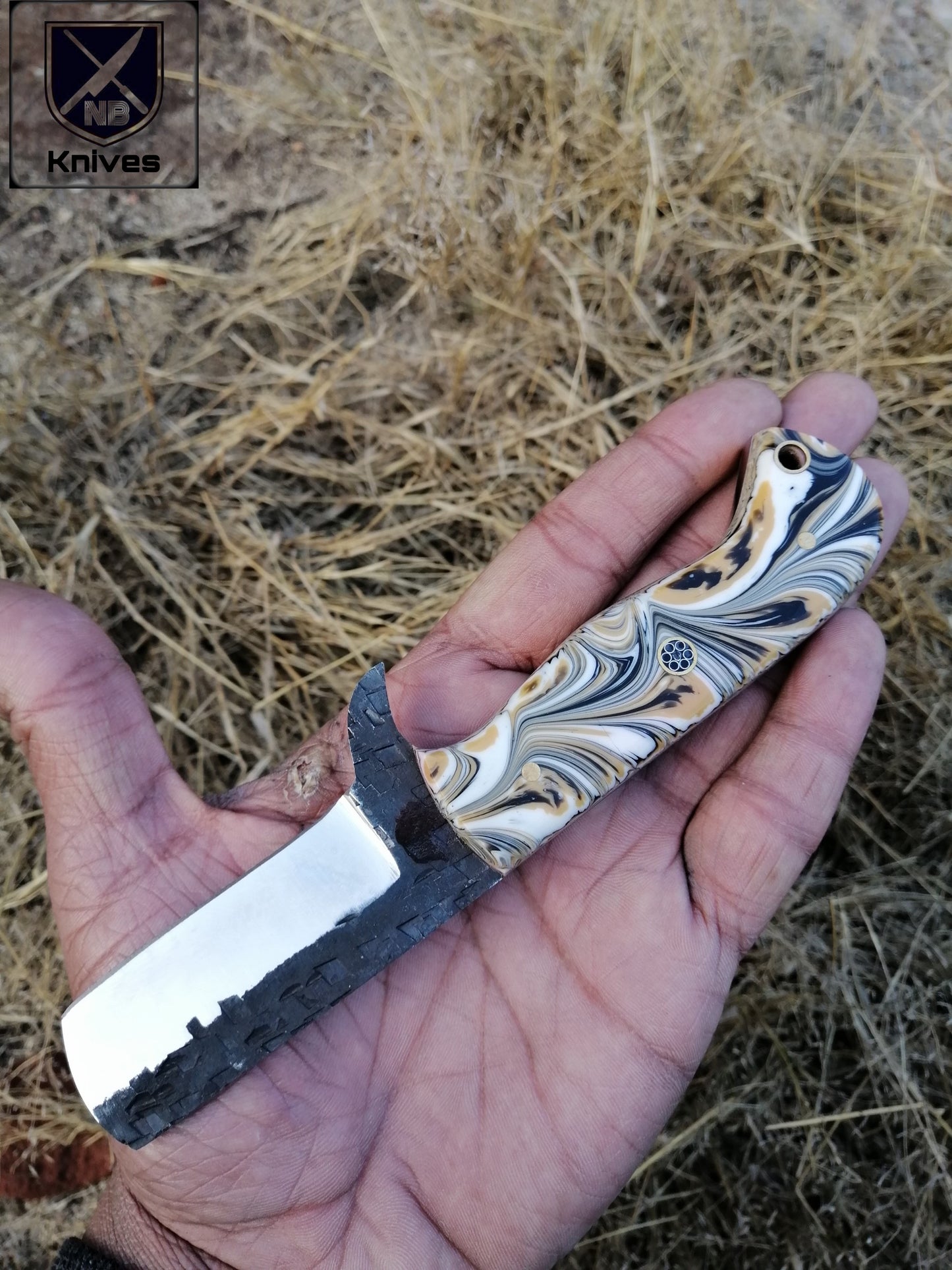 CUSTOM HANDMADE COW BOY BULL CUTTER KNIFE WITH LEATHER SHEATH