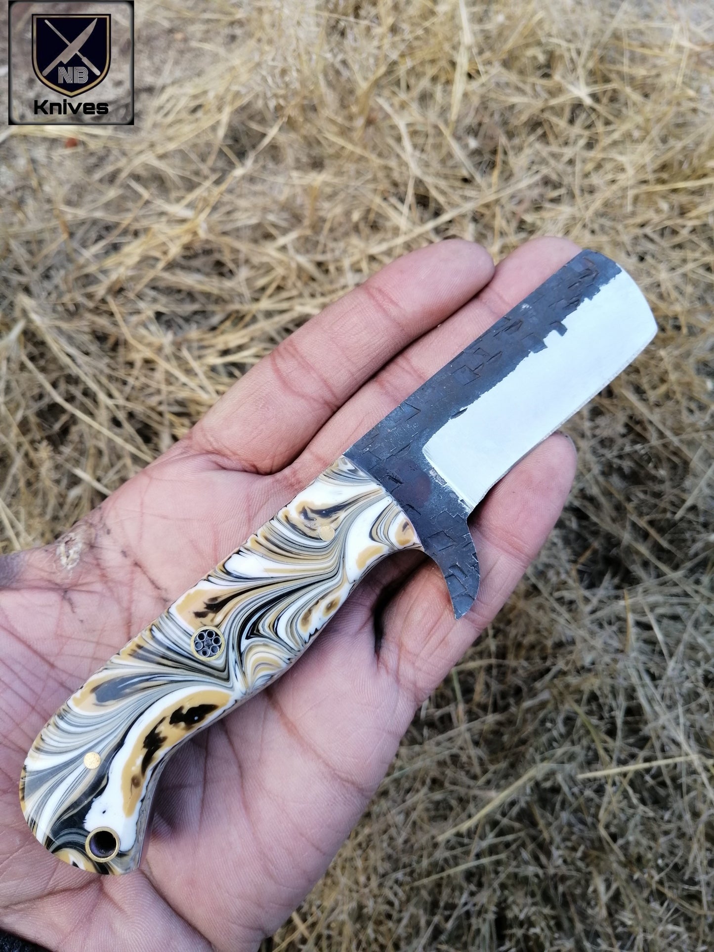 CUSTOM HANDMADE COW BOY BULL CUTTER KNIFE WITH LEATHER SHEATH