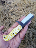 CUSTOM HANDMADE COW BOY BULL CUTTER KNIFE WITH LEATHER SHEATH