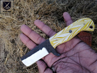 CUSTOM HANDMADE COW BOY BULL CUTTER KNIFE WITH LEATHER SHEATH