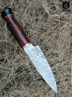 CUSTOM HANDMADE DAMASCUS CHEF KNIFE WITH LEATHER SHEATH