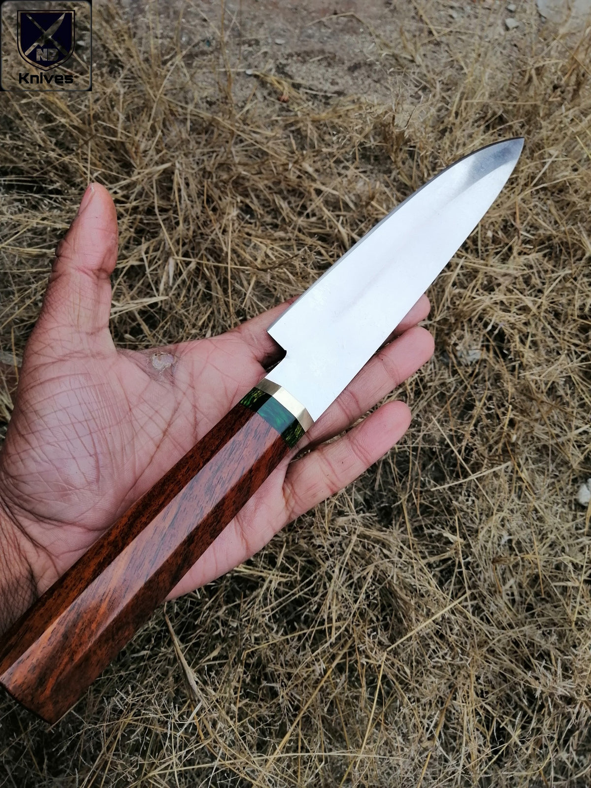 CUSTOM HANDMADE D2 STEEL CHEF KNIFE WITH LEATHER SHEATH