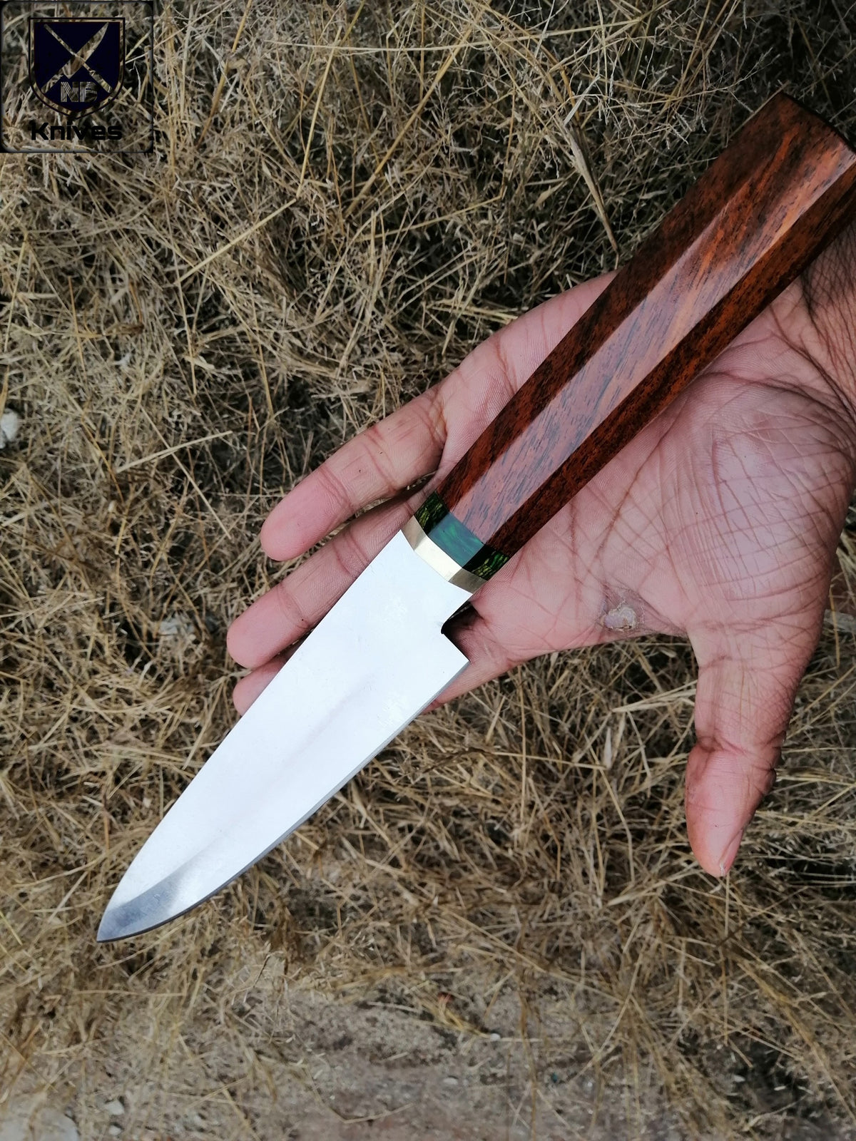 CUSTOM HANDMADE D2 STEEL CHEF KNIFE WITH LEATHER SHEATH