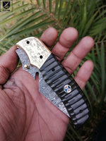 CUSTOM HANDMADE DAMASCUS FOLDING KNIFE WITH POCKET CLIP