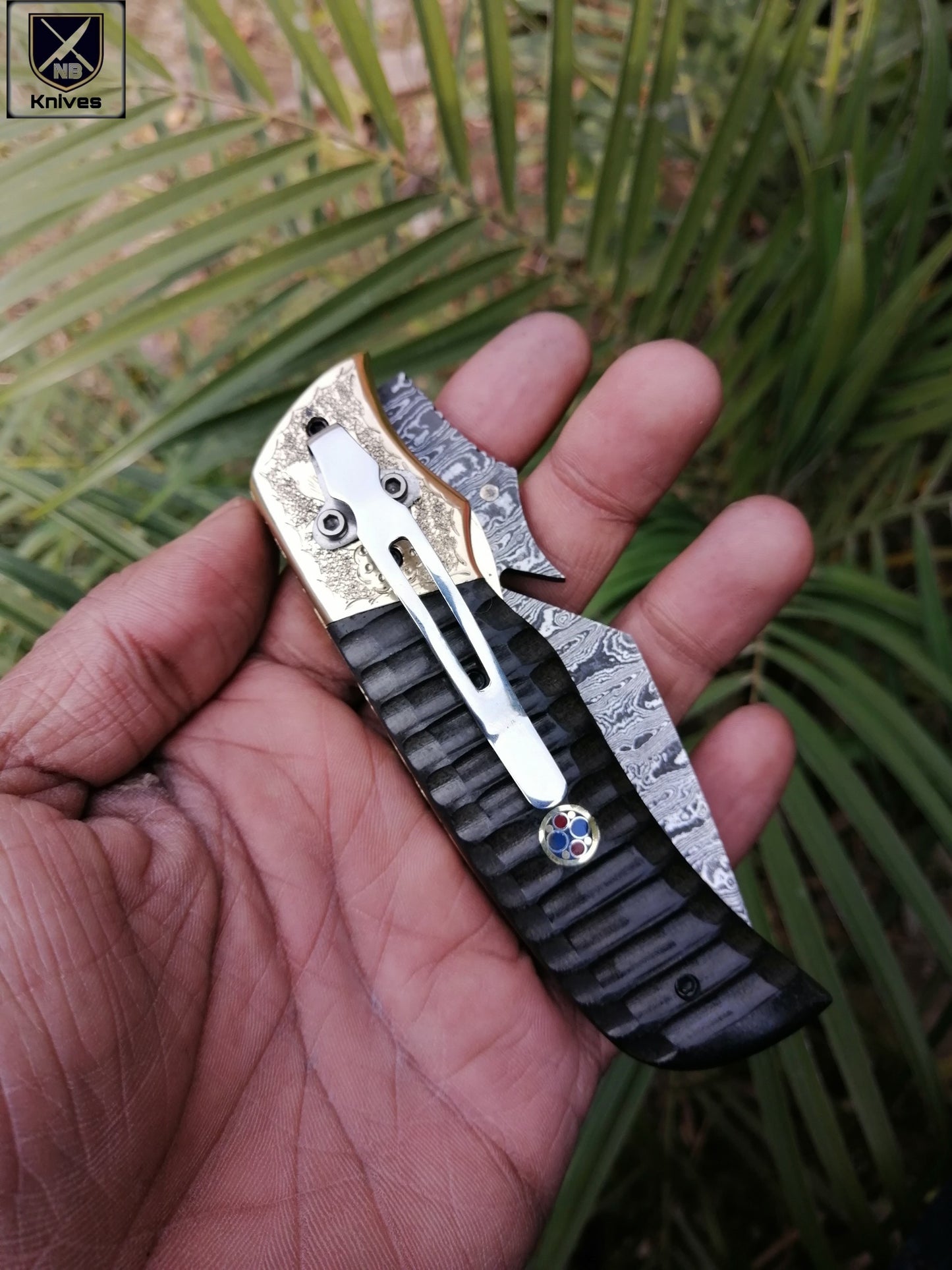 CUSTOM HANDMADE DAMASCUS FOLDING KNIFE WITH POCKET CLIP