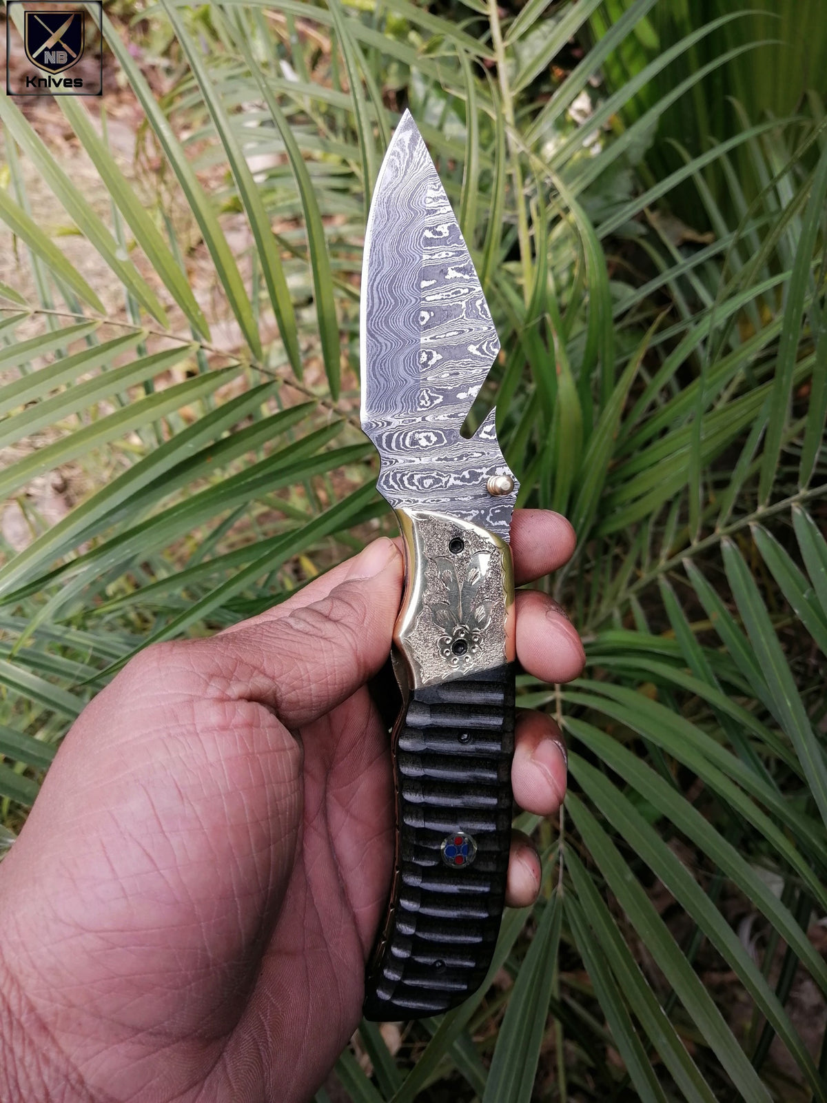 CUSTOM HANDMADE DAMASCUS FOLDING KNIFE WITH POCKET CLIP