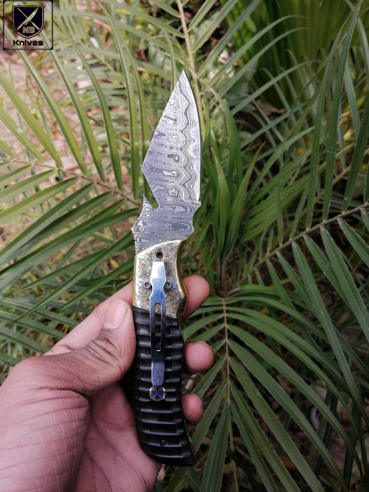 CUSTOM HANDMADE DAMASCUS FOLDING KNIFE WITH POCKET CLIP