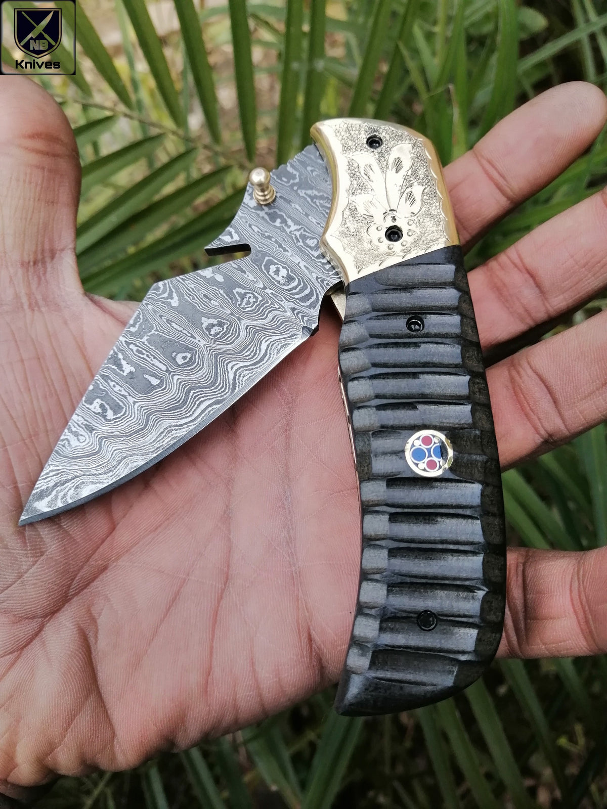 CUSTOM HANDMADE DAMASCUS FOLDING KNIFE WITH POCKET CLIP