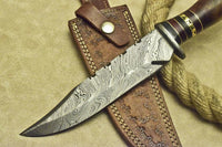 CUSTOM HAND MADE DAMASCUS HUNTING BOWIE KNIFE WALNUT WOOD - NB CUTLERY LTD