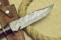 CUSTOM HAND MADE DAMASCUS HUNTING BOWIE KNIFE WALNUT WOOD - NB CUTLERY LTD