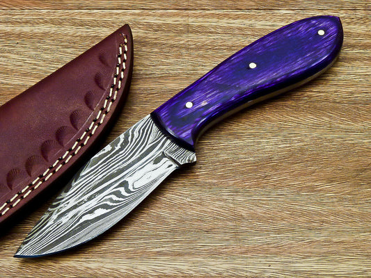 CUSTOM HAND FORGED DAMASCUS STEEL BLADE HUNTING KNIFE "HARD WOOD