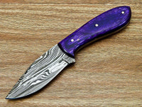 CUSTOM HAND FORGED DAMASCUS STEEL BLADE HUNTING KNIFE "HARD WOOD