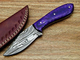 CUSTOM HAND FORGED DAMASCUS STEEL BLADE HUNTING KNIFE "HARD WOOD