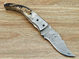 CUSTOM HANDMADE DAMASCUS STEEL FOLDING KNIFE | LINER LOCK - NB CUTLERY LTD
