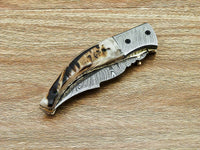 CUSTOM HANDMADE DAMASCUS STEEL FOLDING KNIFE | LINER LOCK - NB CUTLERY LTD