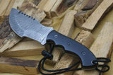 CUSTOM HANDMADE DAMASCUS STEEL TRACKER KNIFE WITH LEATHER SHEATH