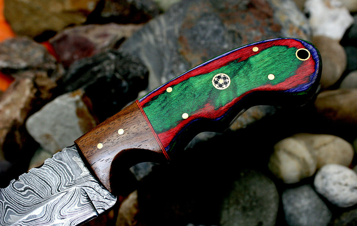 Custom Handmade Damascus Steel Camping Hunting EDC Knife