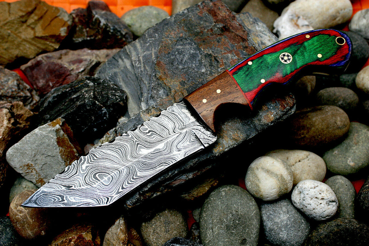 Custom Handmade Damascus Steel Camping Hunting EDC Knife