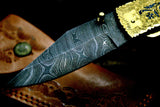 DAMASCUS STEEL HAND ENGRAVED FOLDING KNIFE| LINER LOCK | - NB CUTLERY LTD