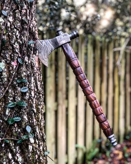 Custom Handmade Damascus Axe - NB CUTLERY LTD