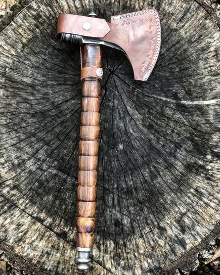 Custom Handmade Damascus Axe - NB CUTLERY LTD