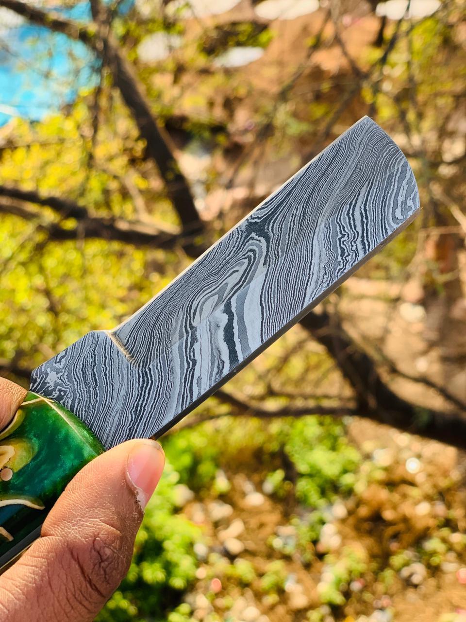Custom Handmade Damascus Steel Bull Cutter knife