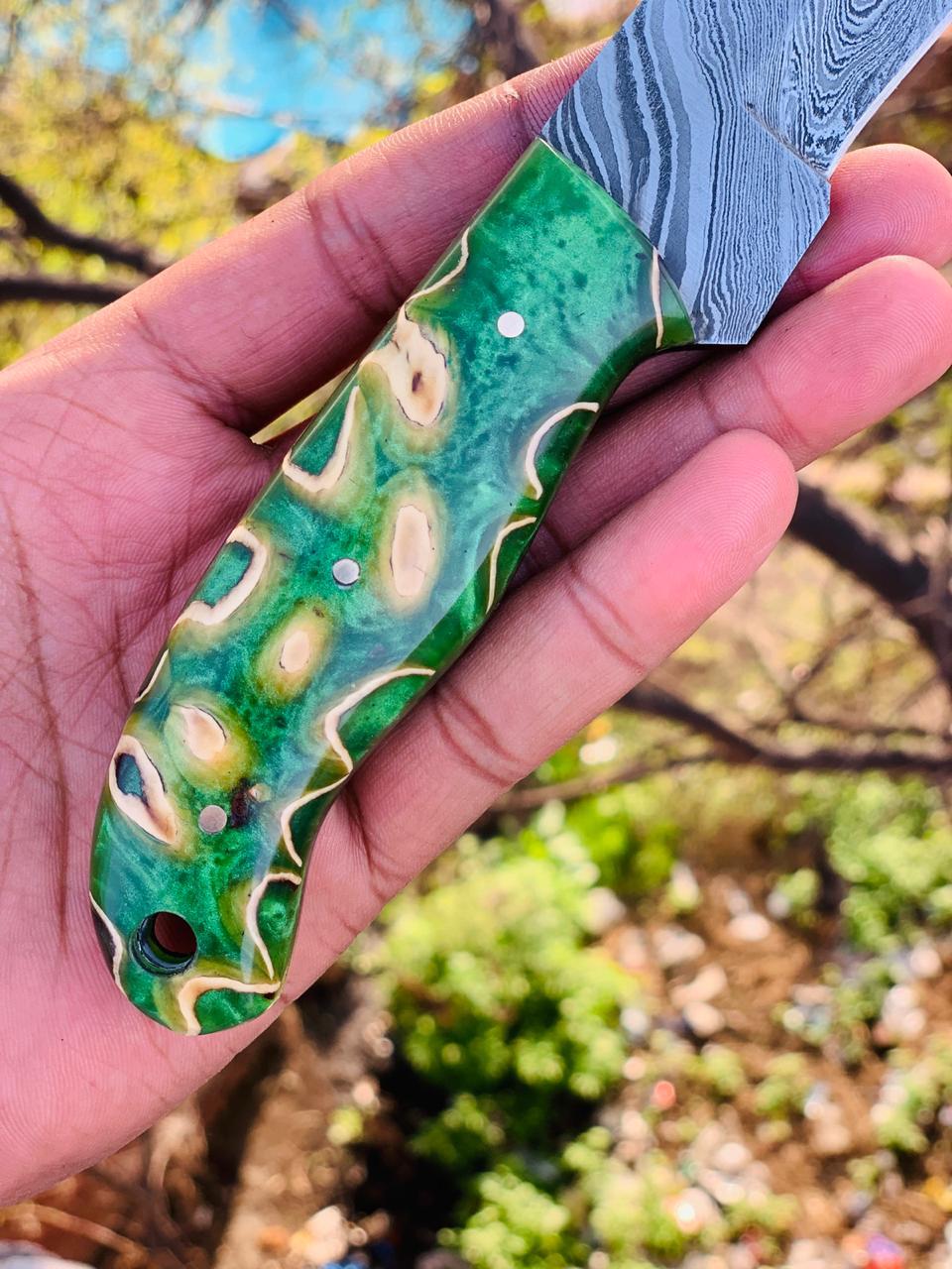 Custom Handmade Damascus Steel Bull Cutter knife