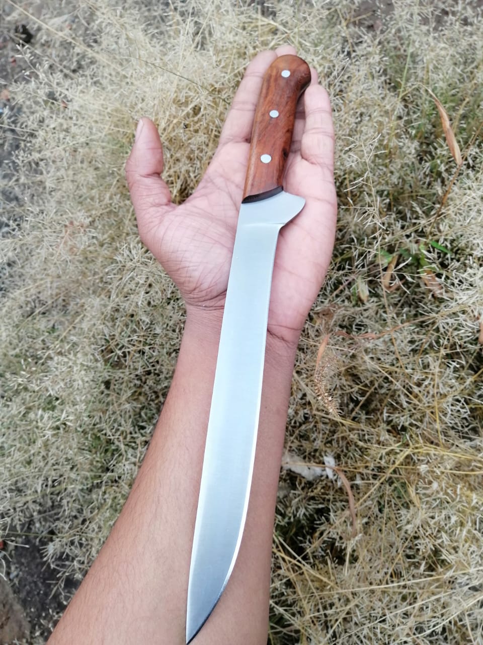 CUSTOM HANDMADE D2 STEEL FILLET FISHING KNIFE WITH LEATHER SHEATH