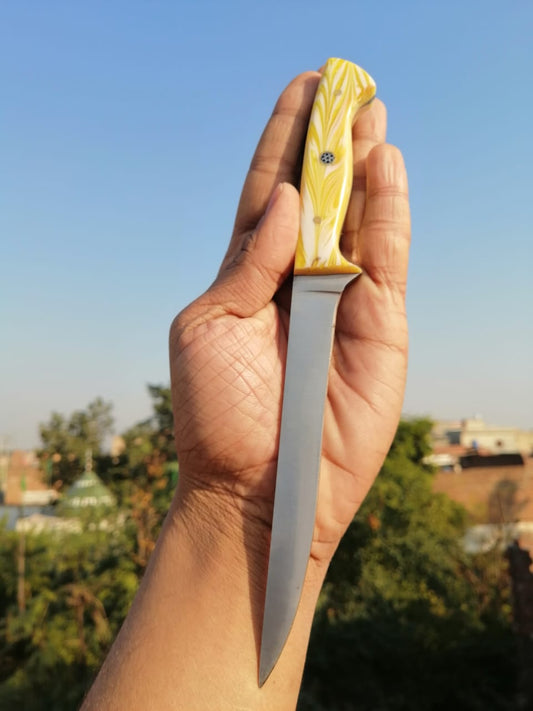 Handmade D2 Steel Fillet Knife | Resin Handle & Leather Sheath