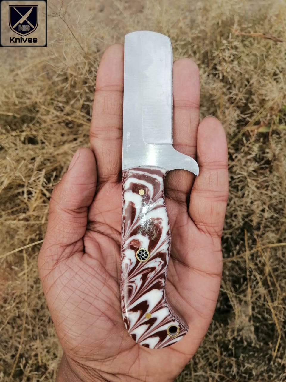 CUSTOM HANDMADE COW BOY BULL CUTTER KNIFE WITH LEATHER SHEATH