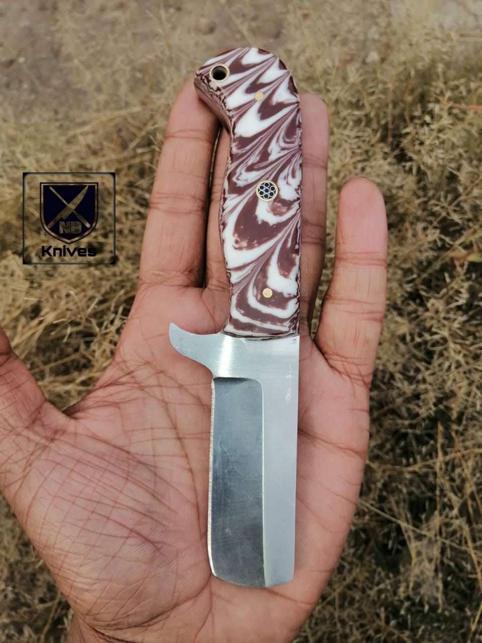 CUSTOM HANDMADE COW BOY BULL CUTTER KNIFE WITH LEATHER SHEATH