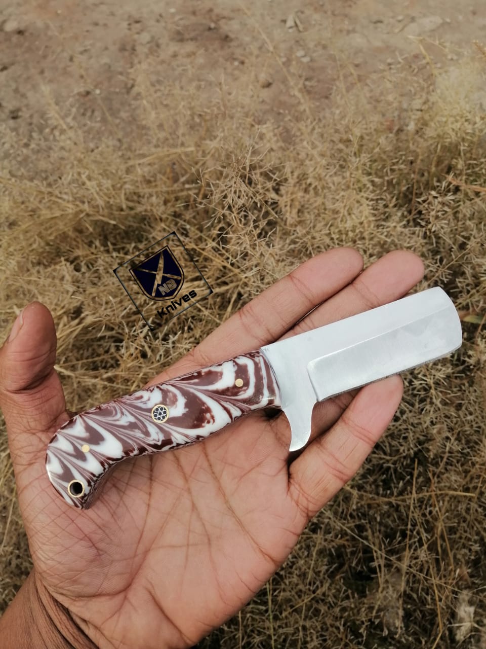 CUSTOM HANDMADE COW BOY BULL CUTTER KNIFE WITH LEATHER SHEATH